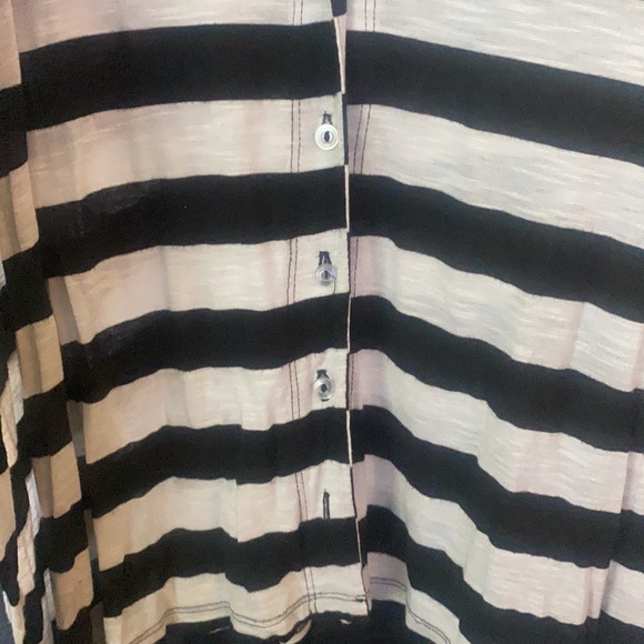 Black & Gray Stripe Long Sleeve Blouse Button Down - Picture 3 of 3